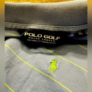 POLO Golf Ralph Lauren Vintage Lisle Short Sleeve Shirt Blue Green Stripe Sz XL